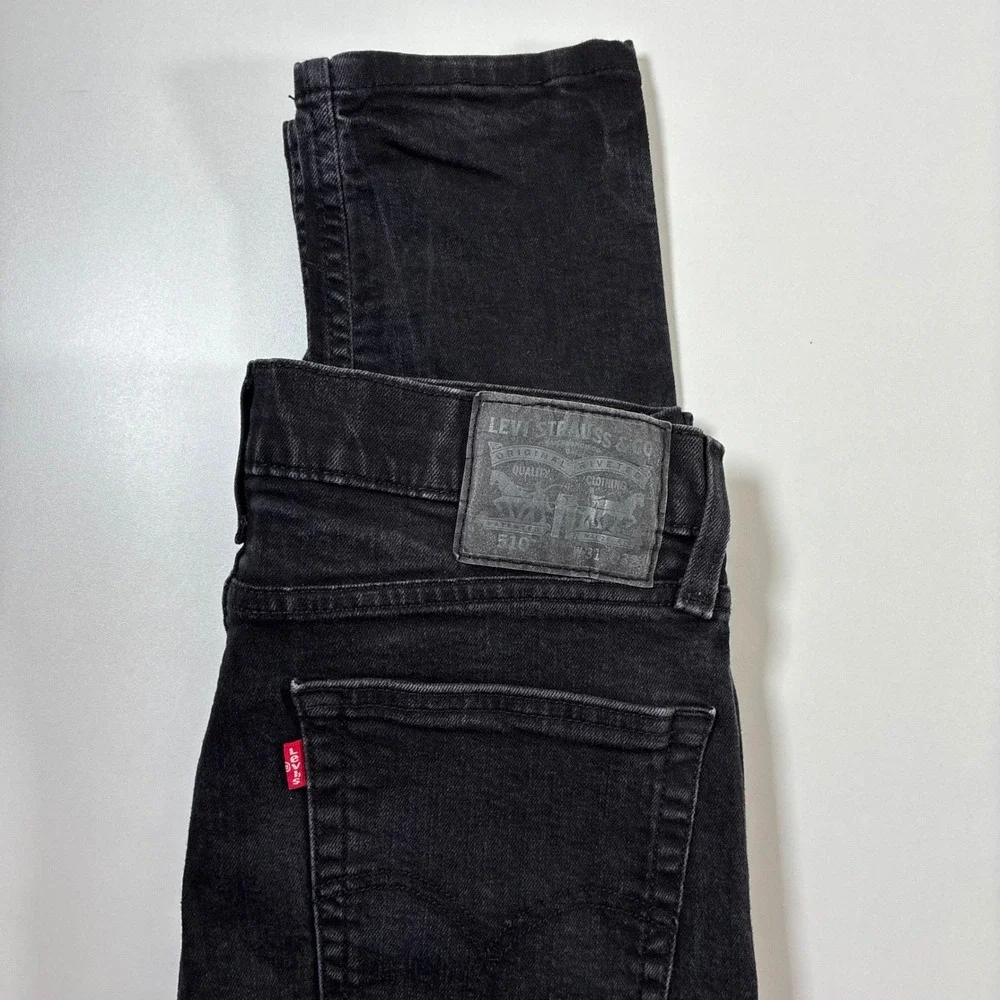 Levi's 510 Skinny Jeans 31x30 Black Distressed Ripped Denim Y2K 90s